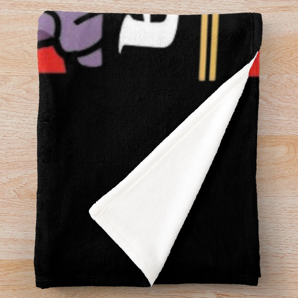 Cartoon parody plush blanket featuring pop culture humor designs