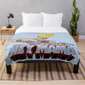 Cartoon parody plush blanket featuring humor and pop culture references