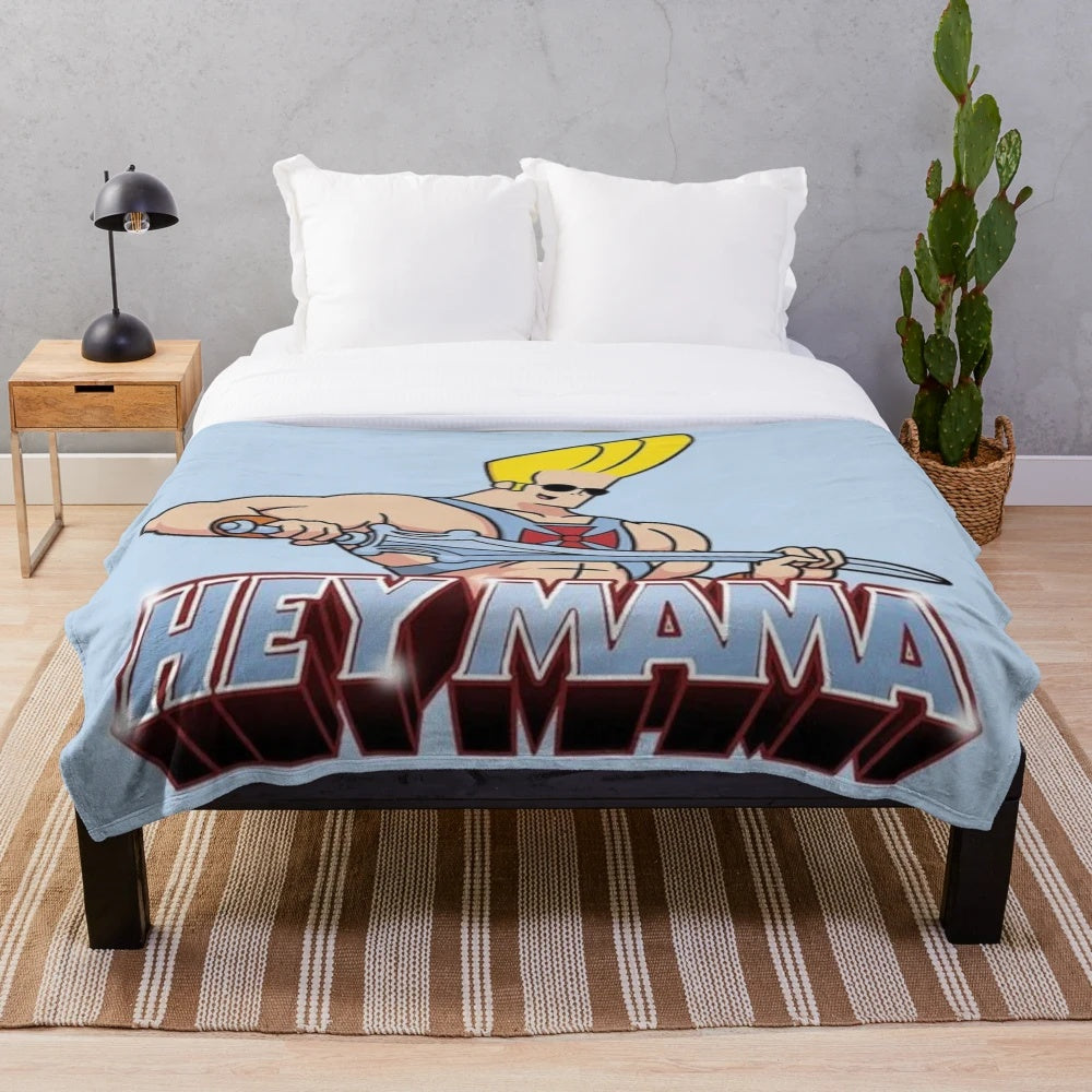 Cartoon parody plush blanket featuring humor and pop culture references