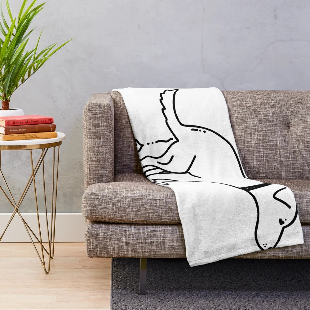 Plush blanket featuring a comedic dog pooping design
