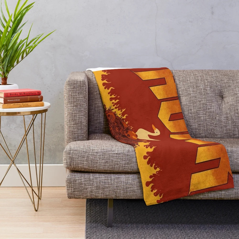 Plush blanket featuring a humorous and legendary goose design