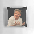 Pillow featuring a caricature of famous British television chef Gordon Ramsay