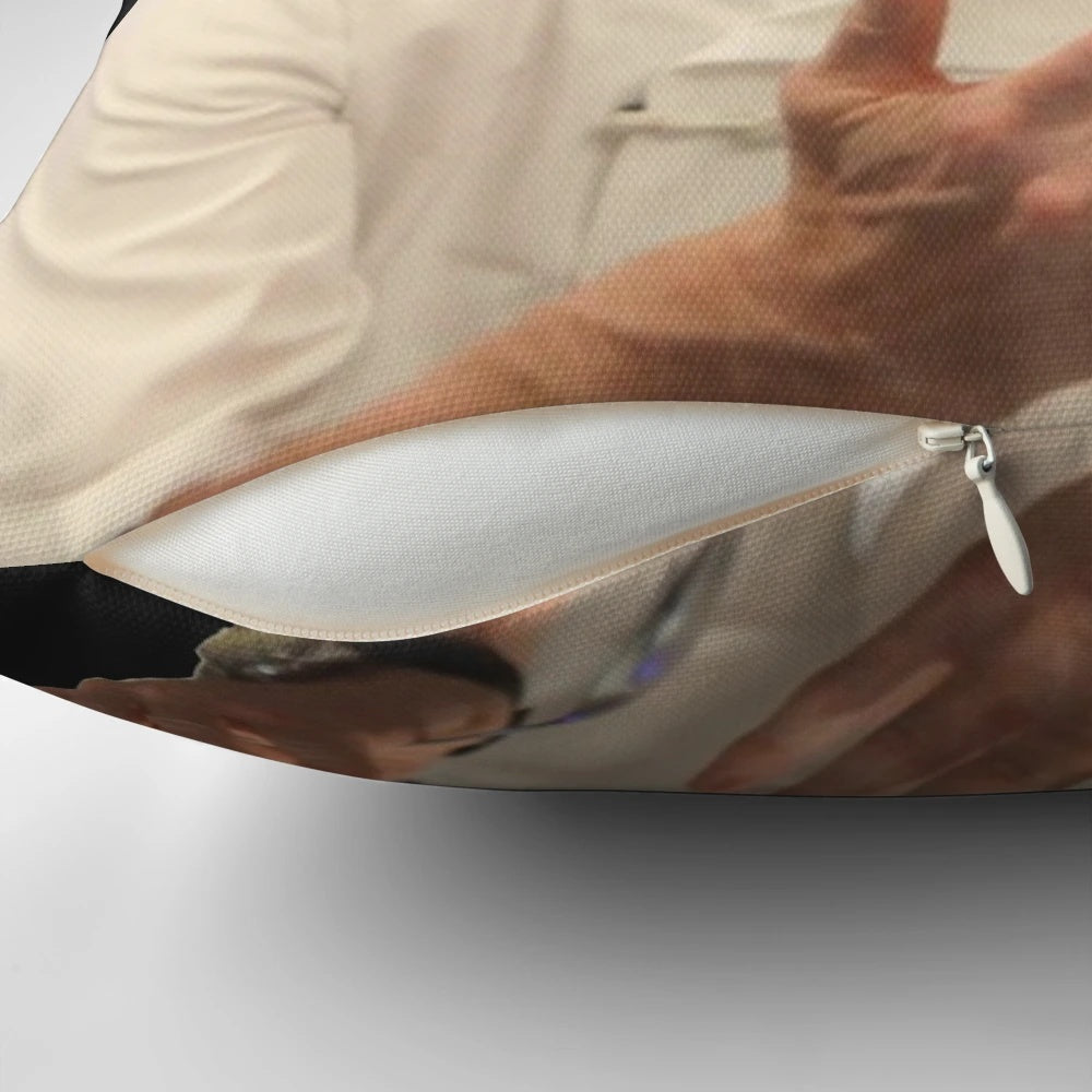 Pillow featuring a caricature of famous British television chef Gordon Ramsay