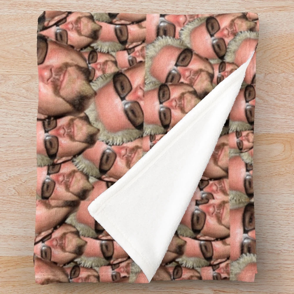 Guy Fieri inspired plush blanket with his famous facial expression