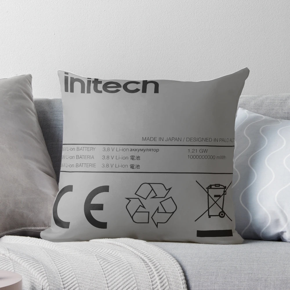 Quirky pillow shaped like a swollen, inflated smartphone battery