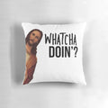 Decorative Jesus Christ meme pillow with text "Jesus is Watching