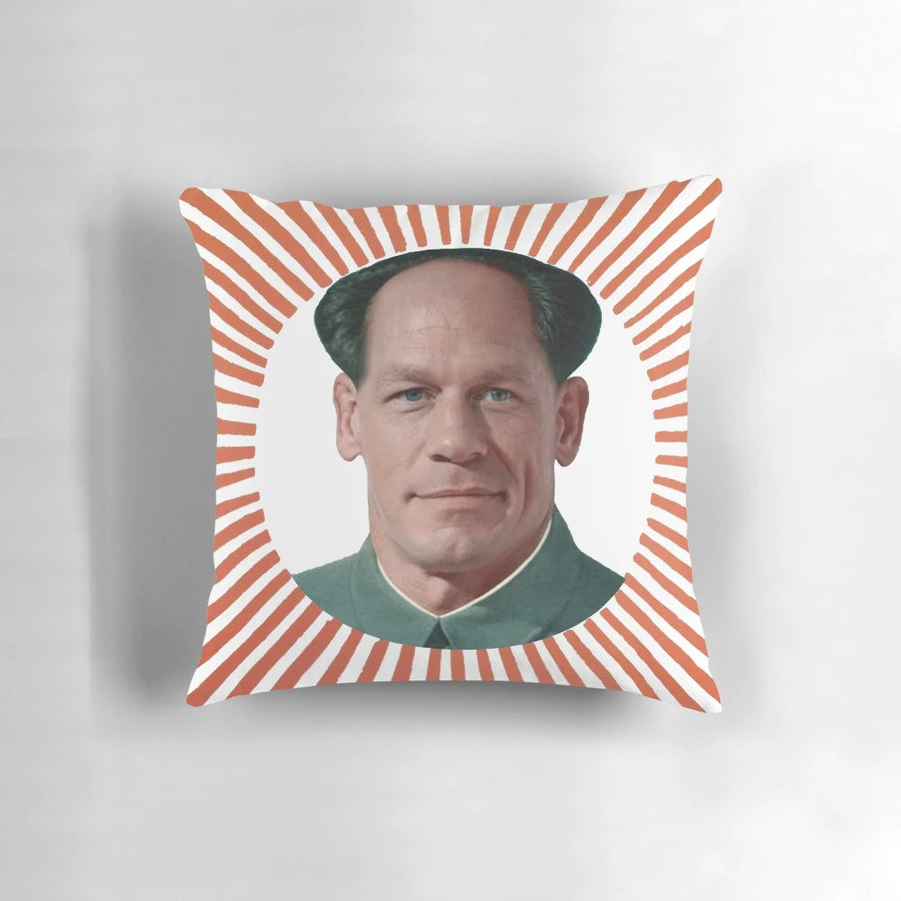 Funny John Xina-themed pillow with meme designs
