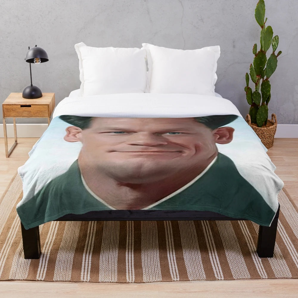 A plush blanket featuring the John Xina meme