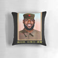 Funny pillow with a satirical design featuring Lebron James and communist imagery