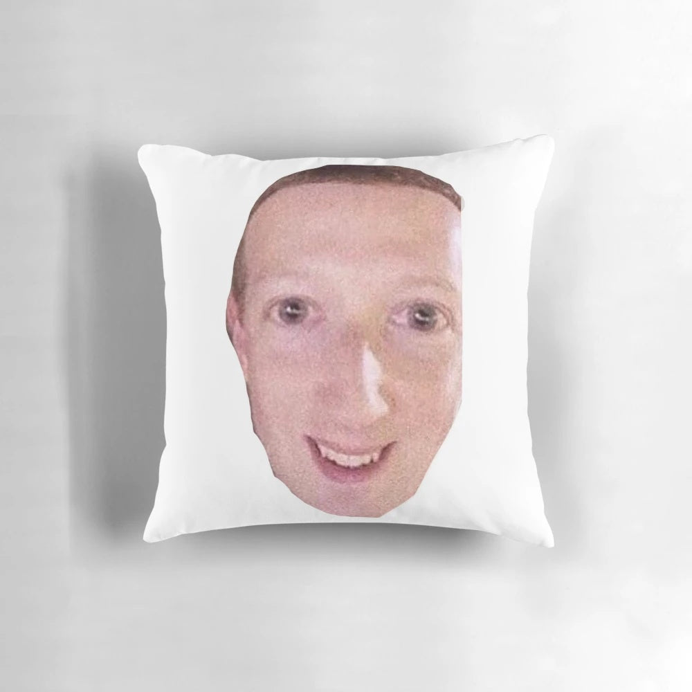 Cursed Zucc Pillow featuring a meme-inspired design of Mark Zuckerberg
