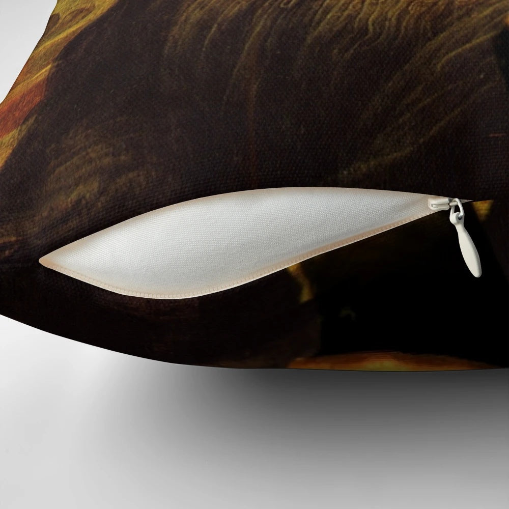 Mona Lisa Pillow Flipping the Bird