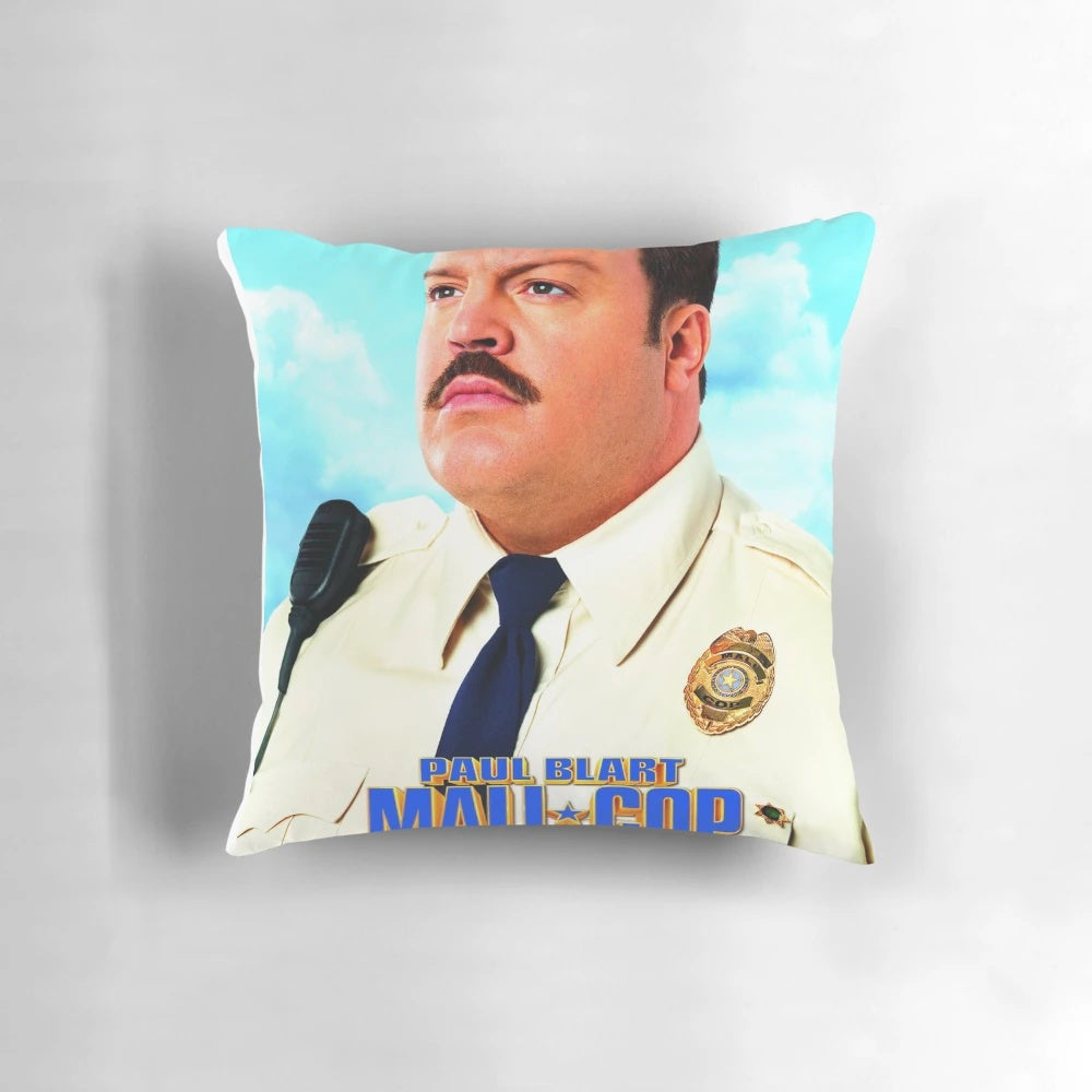 Paul Blart Mall Cop themed throw pillow featuring the beloved character