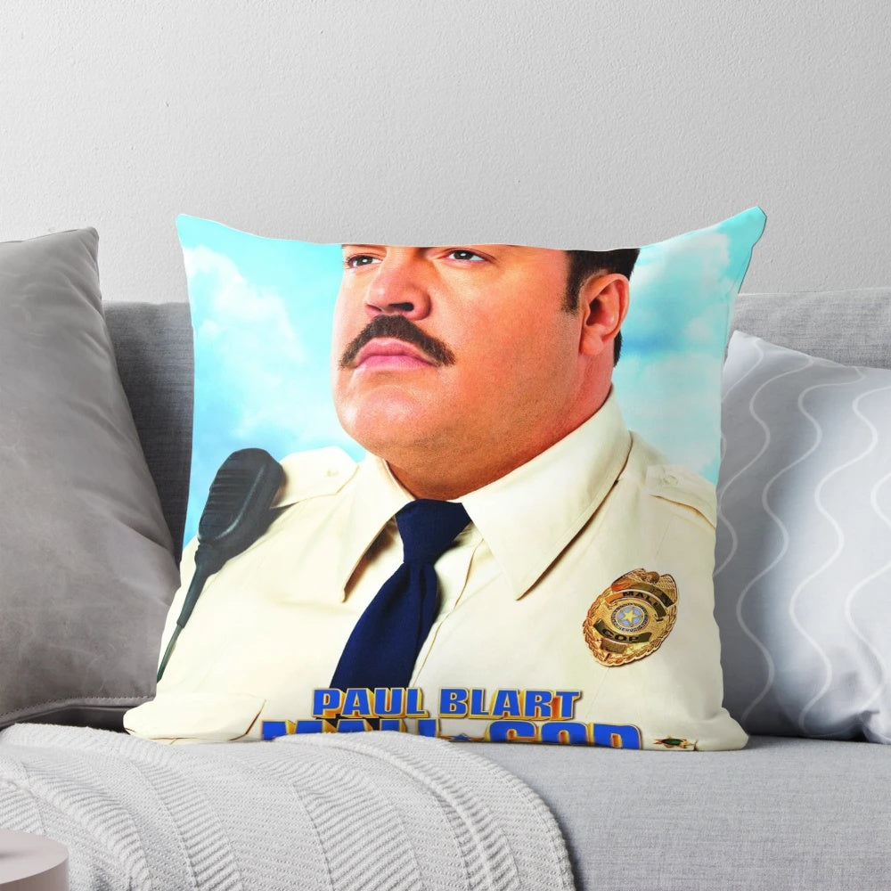 Paul Blart Mall Cop themed throw pillow featuring the beloved character