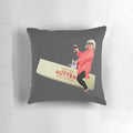 Funny decorative pillow featuring a humorous depiction of Paula Deen