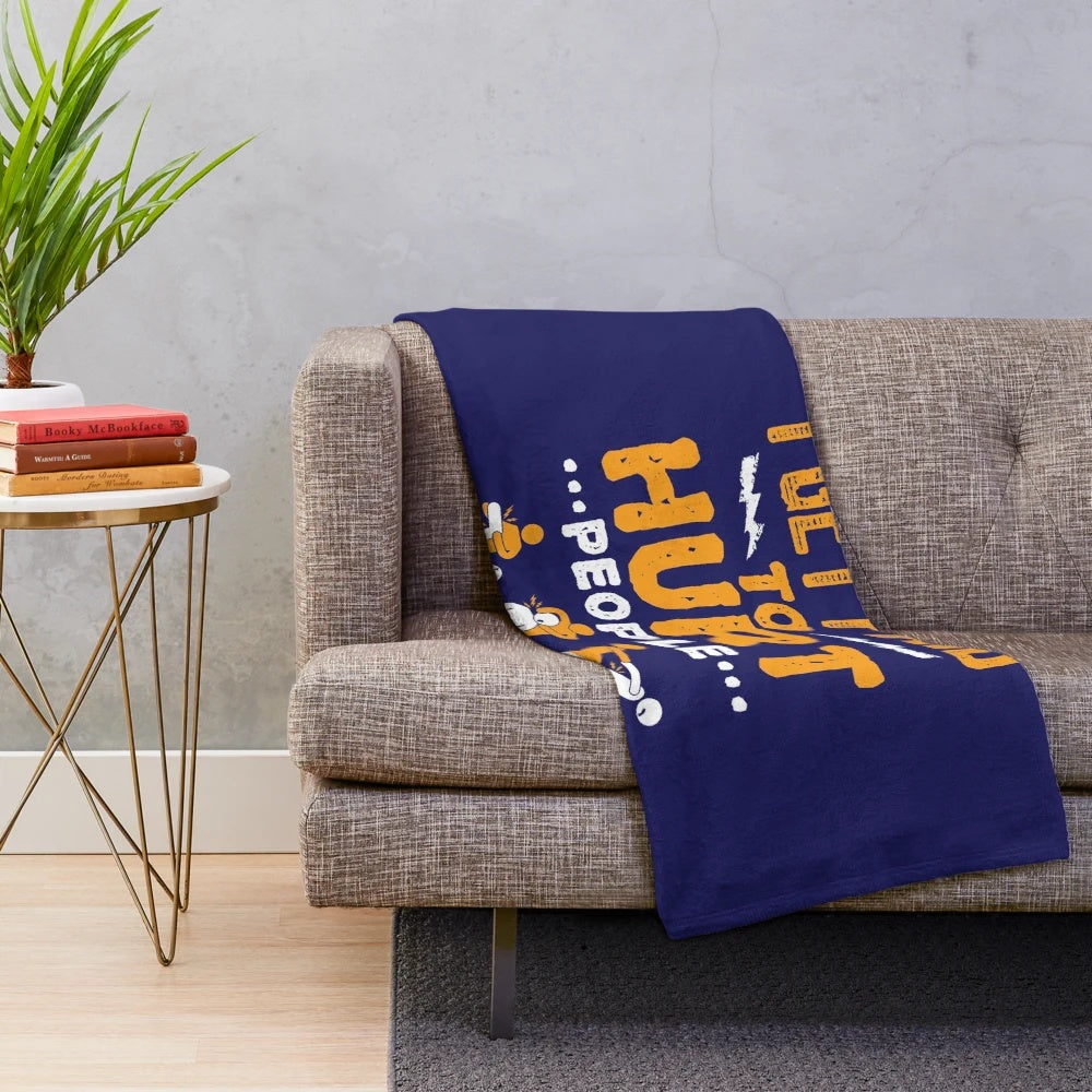Plush blanket with a funny physical therapist design and the text "I Get Paid to Hurt People