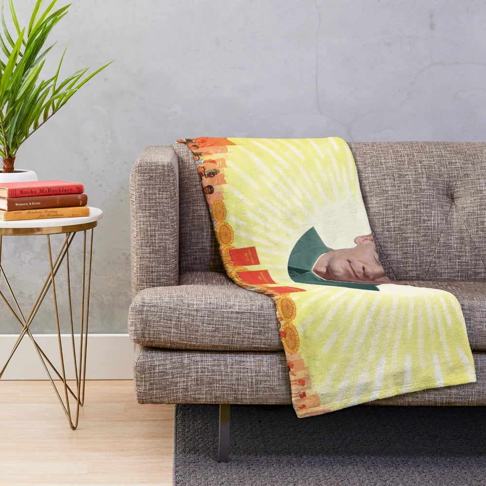 Plush blanket with humorous China meme imagery
