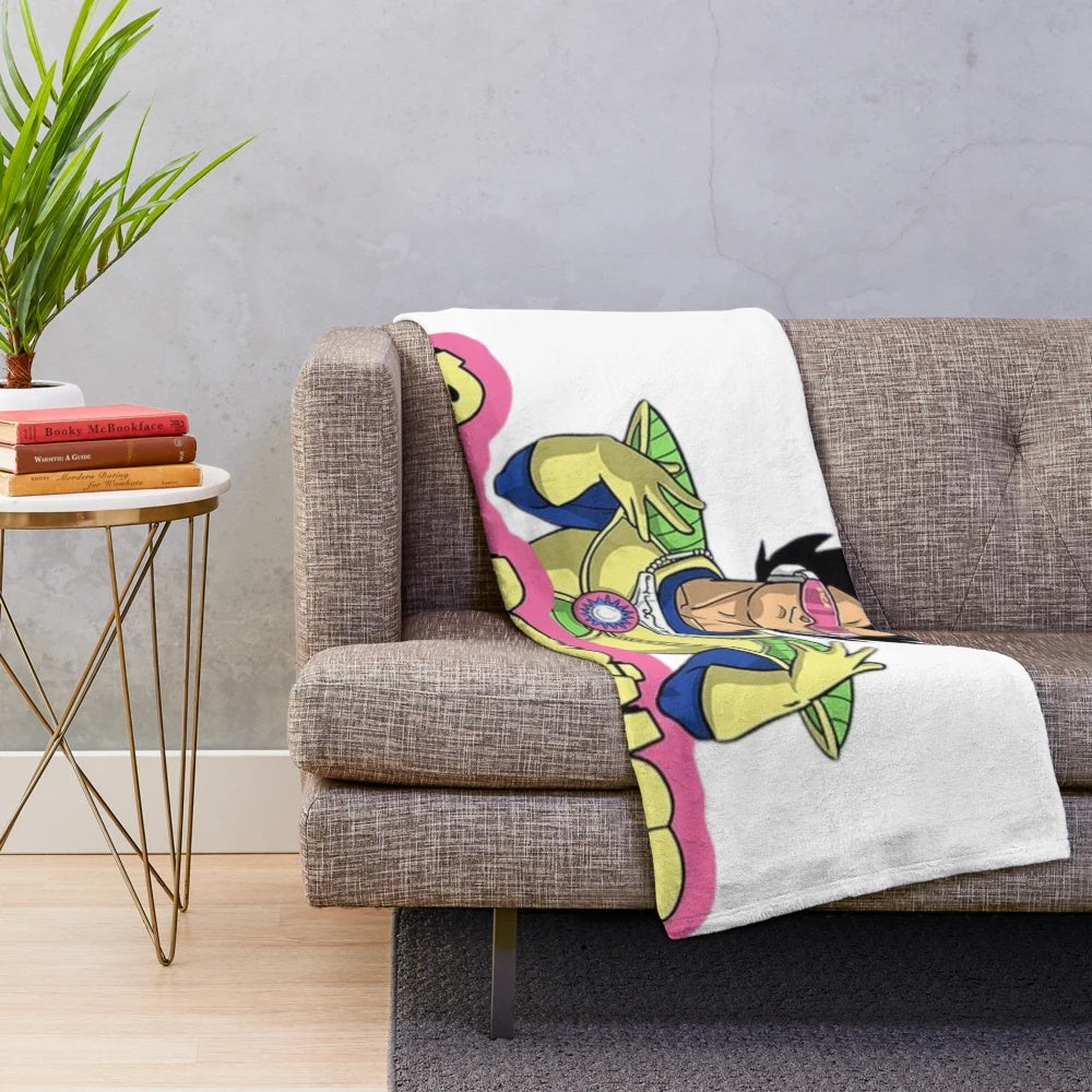 Cartoon parody plush blanket featuring pop culture designs