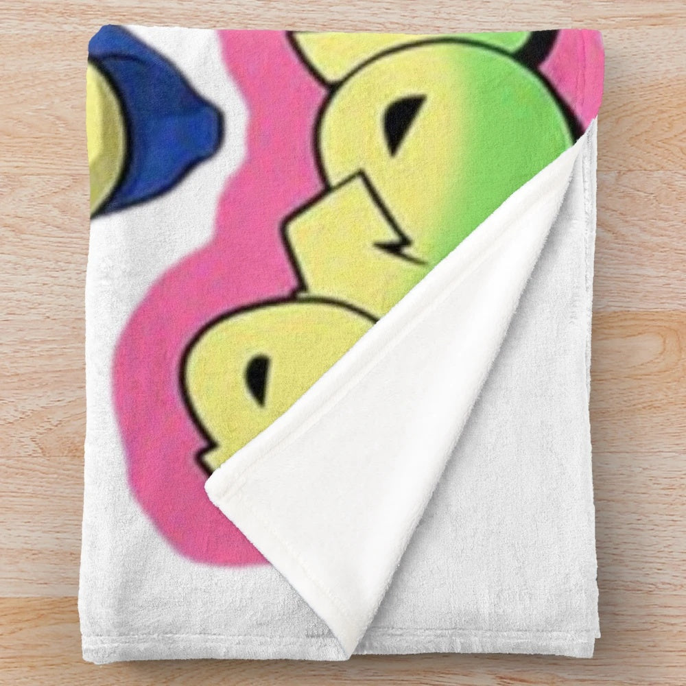 Cartoon parody plush blanket featuring pop culture designs