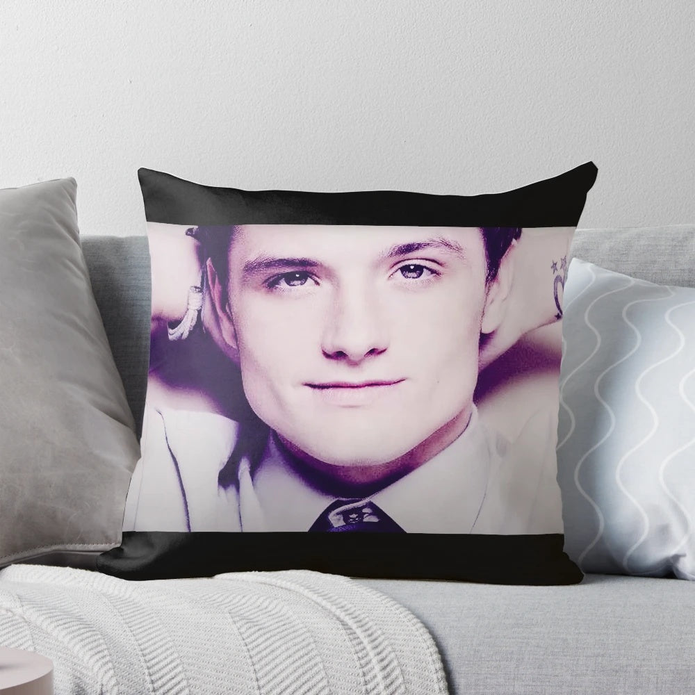 A pillow featuring a meme image of actor Josh Hutcherson with the text "Can You Blow My Whistle Baby".