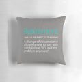Funny retirement-themed pillow with a lighthearted message