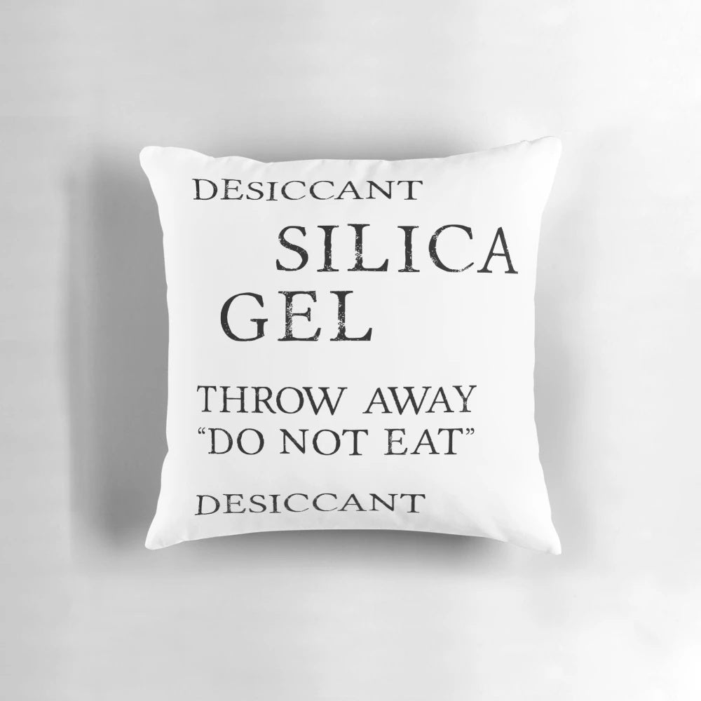 Silica gel desiccant inspired funny novelty black and white pillow