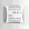 Silica gel-themed decorative pillow with a funny, sarcastic design.