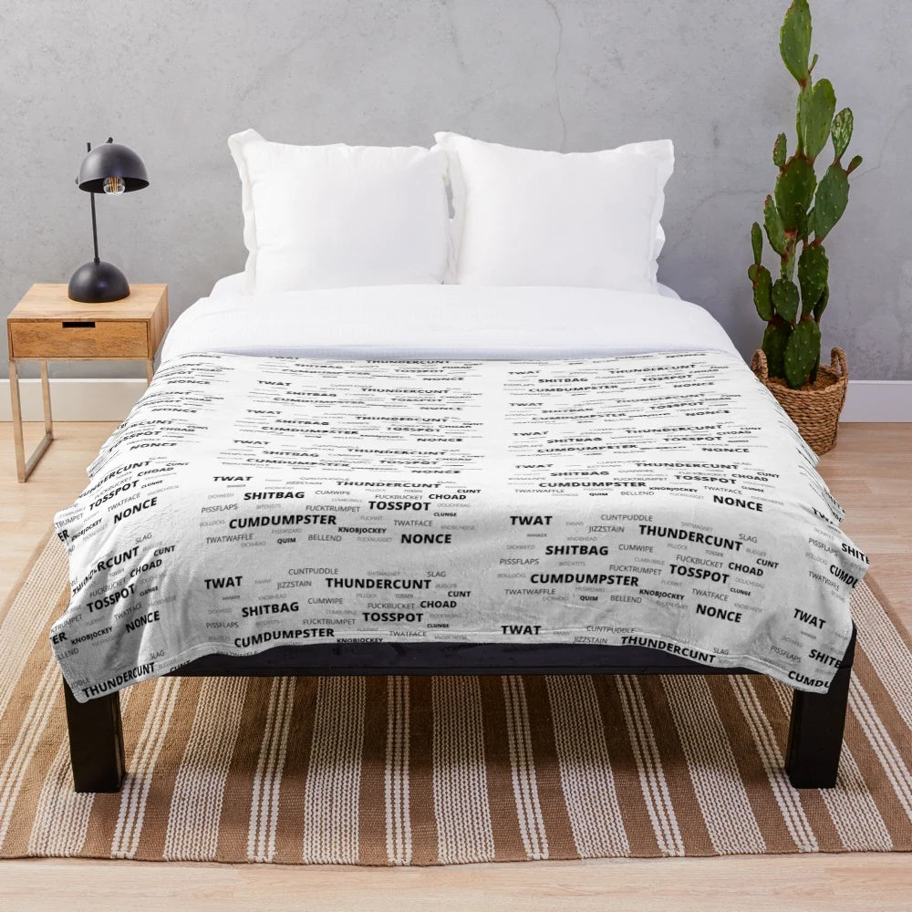 Plush blanket with funny swear words