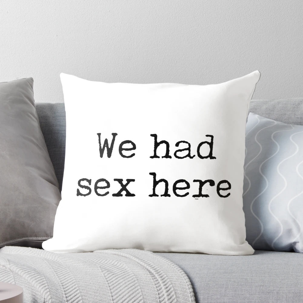 Funny 'We Had Sex Here' guest room pillow - Novelty home decor accessory