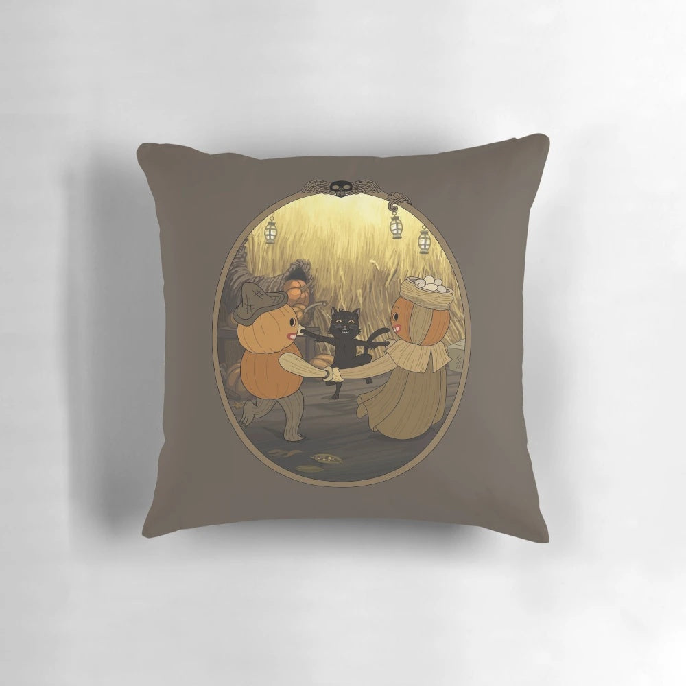 Pillow featuring a dancing cat design from the TV show Over the Garden Wall