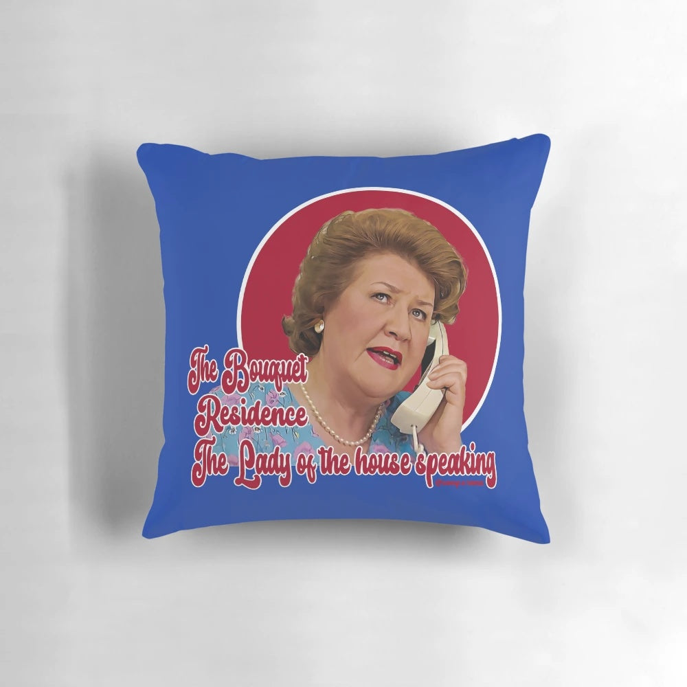 Hyacinth Bucket Inspired Pillow with Floral Embroidery
