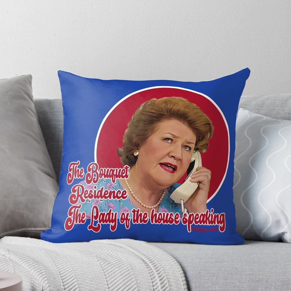 Hyacinth Bucket Inspired Pillow with Floral Embroidery
