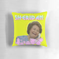 Throw pillow featuring a humorous design inspired by the British television series "Keeping Up Appearances