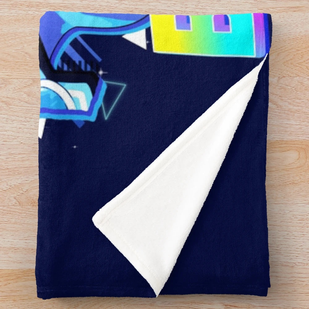 Hyperdimension Neptunia Blanc plush blanket with aesthetic vaporwave design