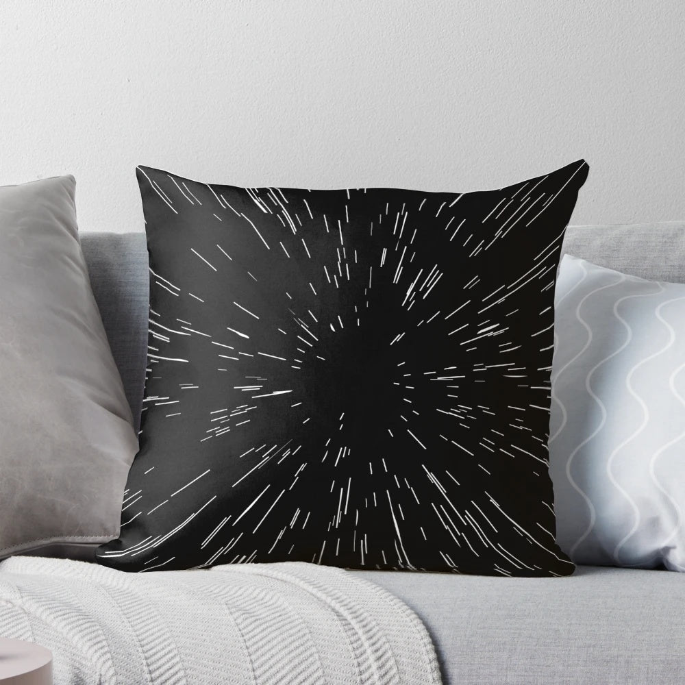 Hyperspace Pillow with abstract stars and line patterns in a space-inspired design