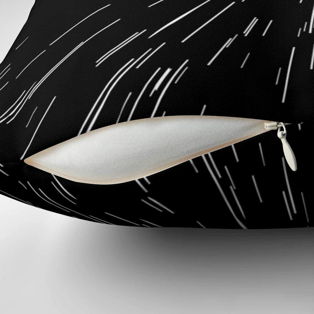 Hyperspace Pillow with abstract stars and line patterns in a space-inspired design