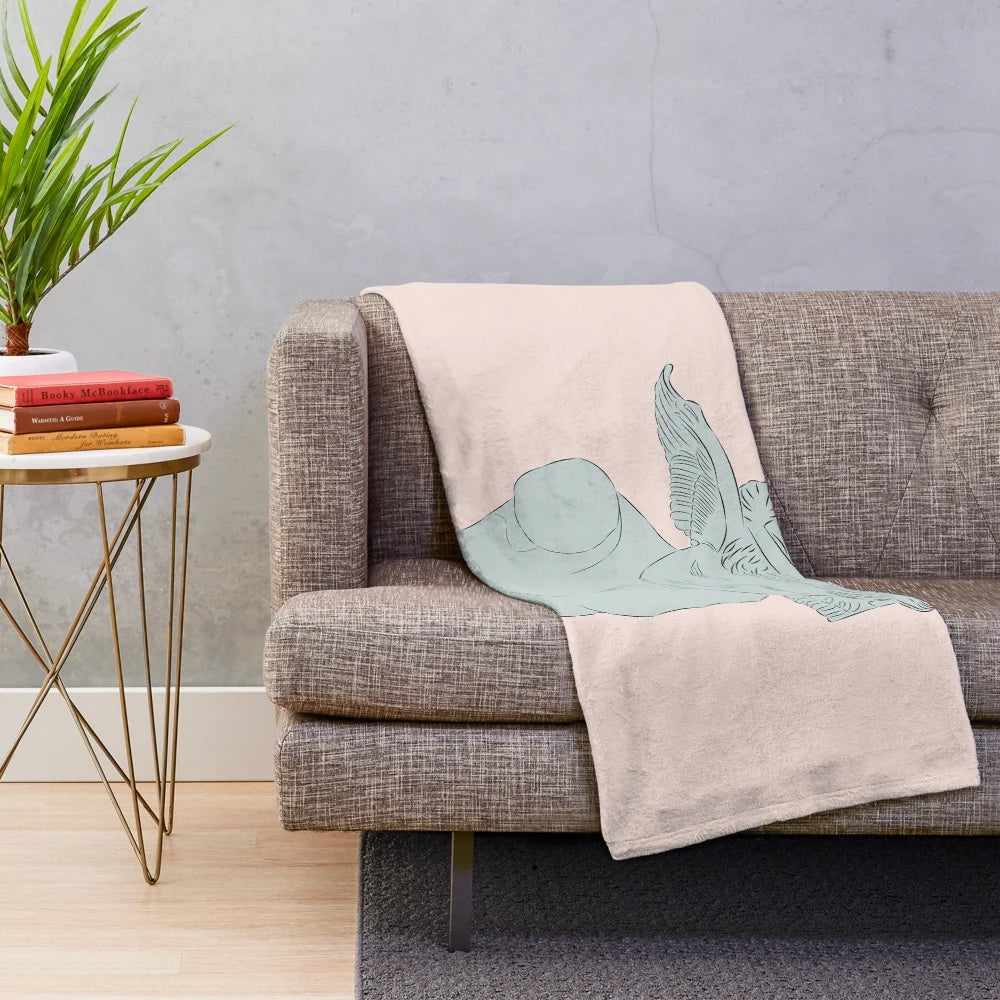 Hypnos inspired plush blanket with line art design of Greek god of sleep