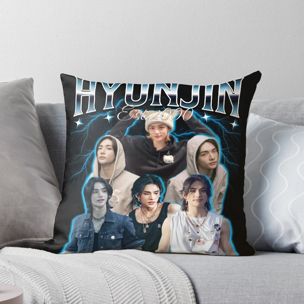 Hyunjin 90s-inspired pillow featuring the Stray Kids member