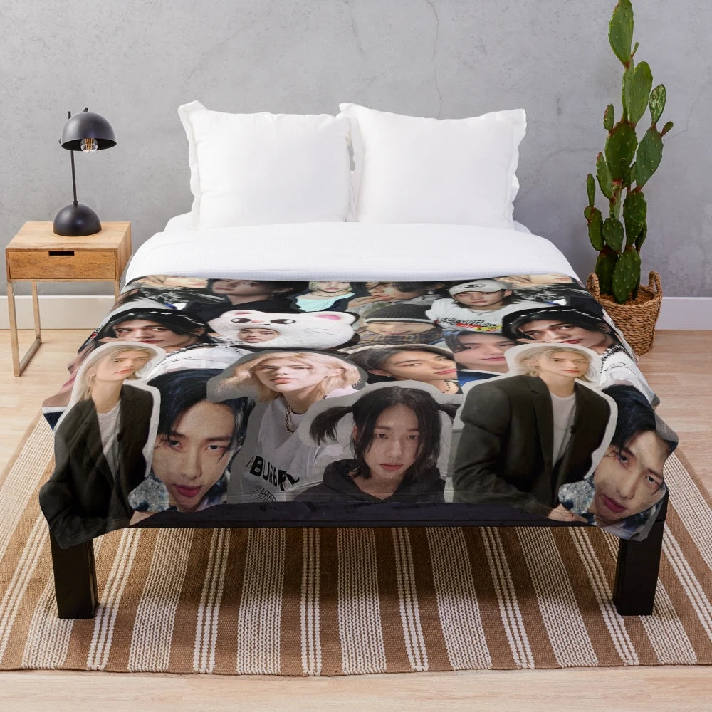 Hyunjin Collage Inspired Plush Blanket featuring the Stray Kids member