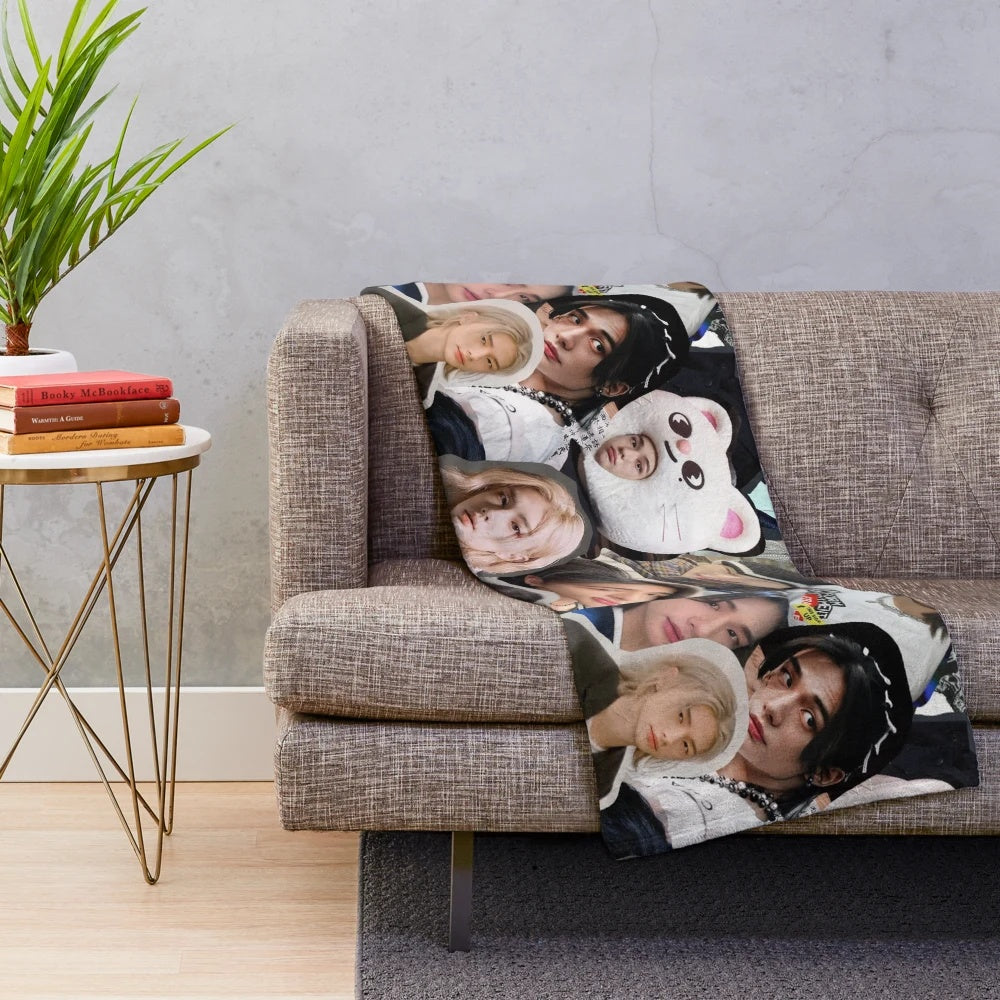 Hyunjin Collage Inspired Plush Blanket featuring the Stray Kids member