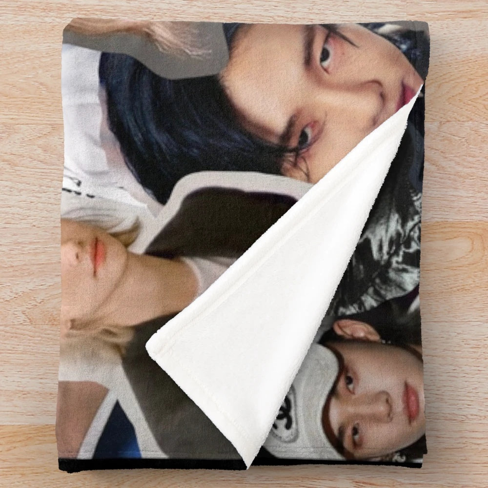 Hyunjin Collage Inspired Plush Blanket featuring the Stray Kids member