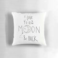 I Love You to the Moon and Back" custom pillow with a moon and heart design