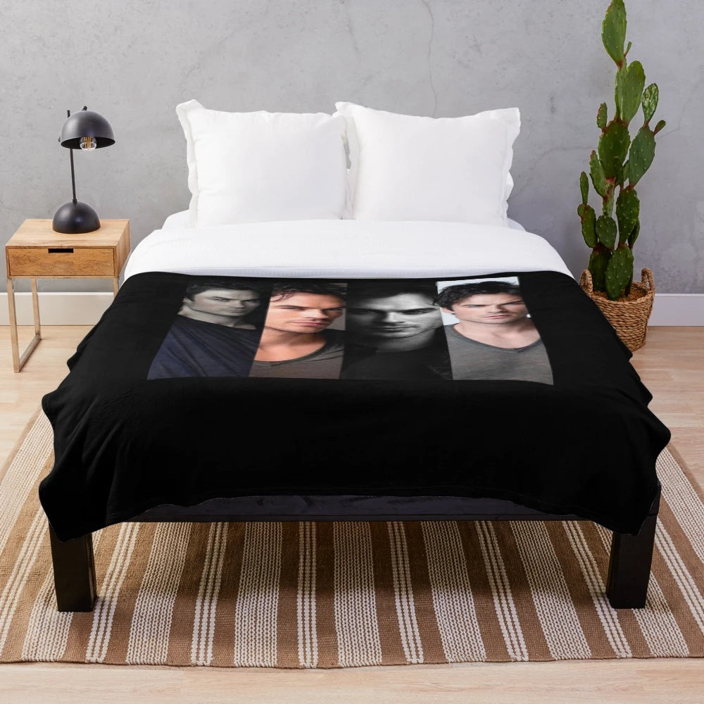 Ian Somerhalder Plush Blanket with Damon Salvatore from Vampire Diaries