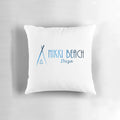 Vibrant blue pillow with Ibiza beach club and party design