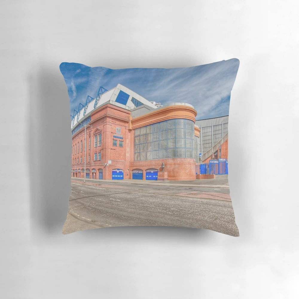 Ibrox Stadium Pillow, featuring the iconic Rangers FC crest and colors