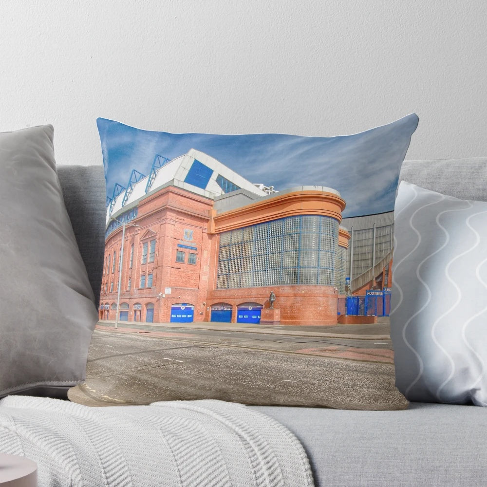 Ibrox Stadium Pillow, featuring the iconic Rangers FC crest and colors