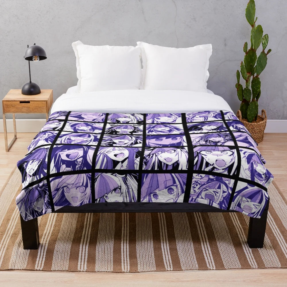 Ibuki Mioda inspired plush blanket featuring colorful manga-style artwork