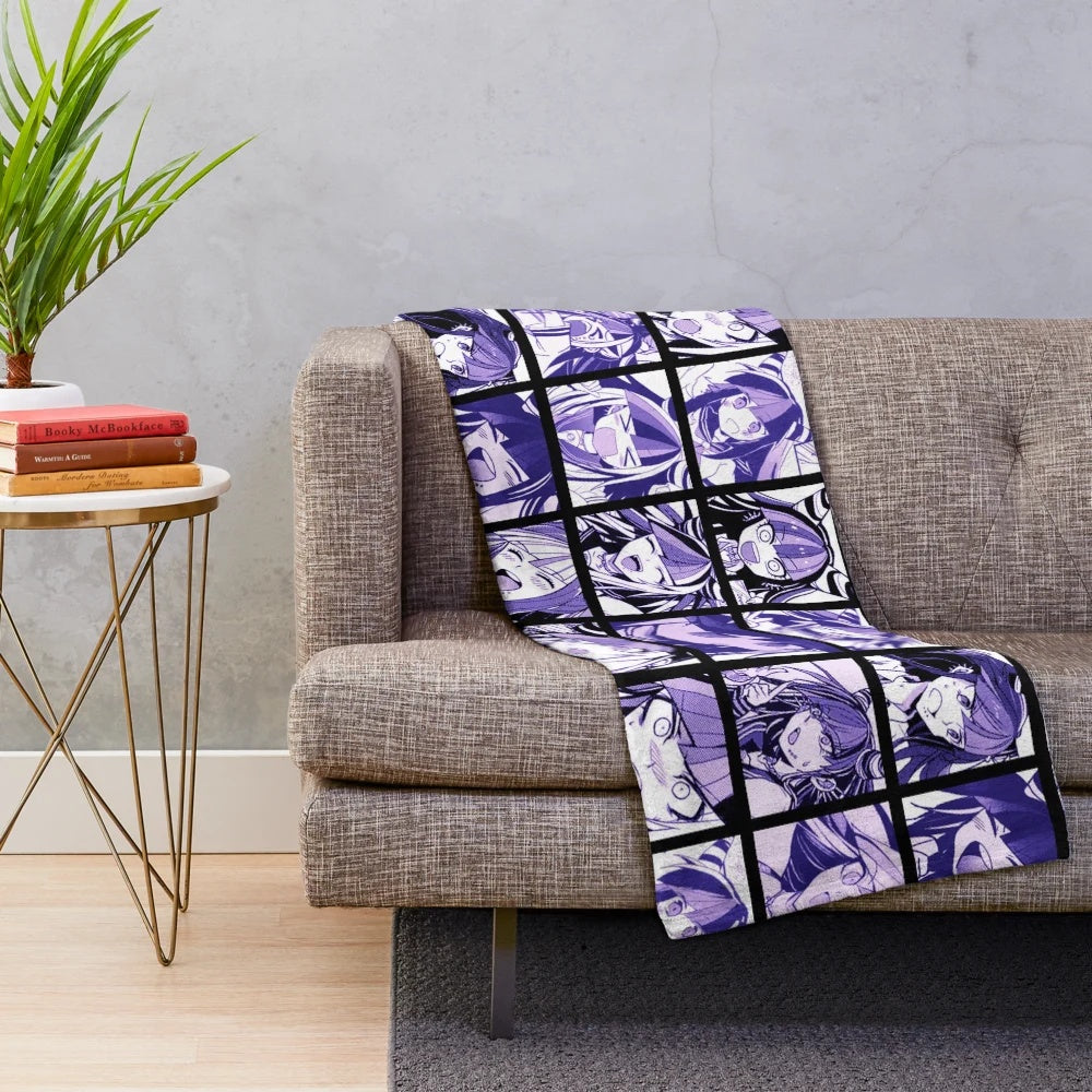 Ibuki Mioda inspired plush blanket featuring colorful manga-style artwork