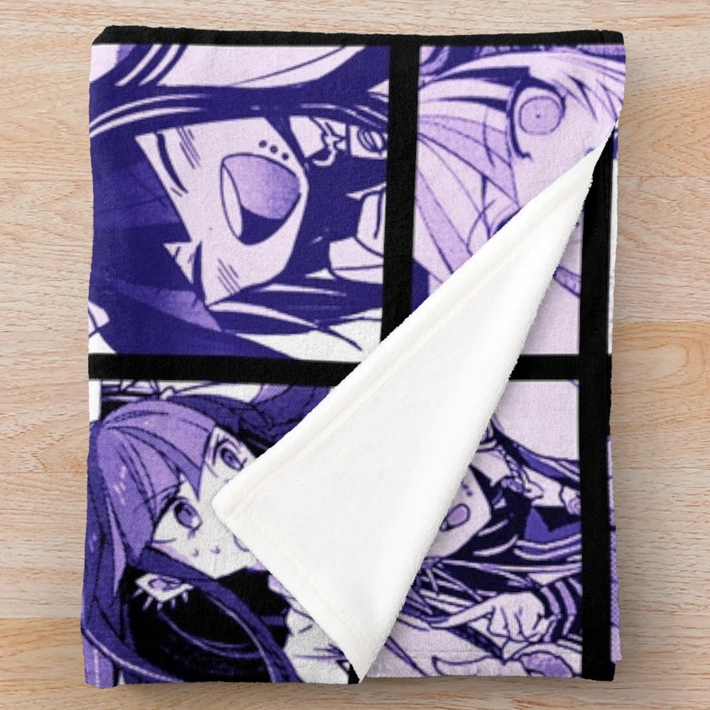 Ibuki Mioda inspired plush blanket featuring colorful manga-style artwork