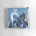 Wings of Fire fantasy book character pillows featuring Icewing, Nightwing, and Darkstalker designs