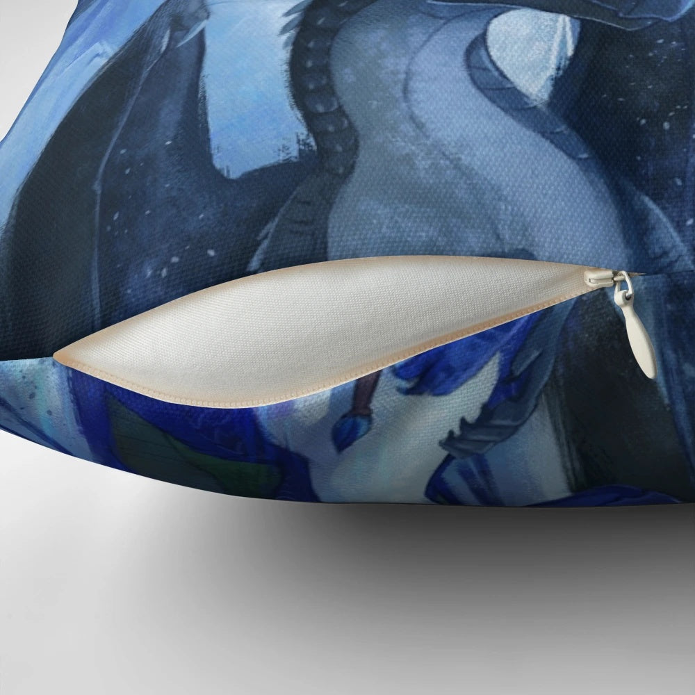 Wings of Fire fantasy book character pillows featuring Icewing, Nightwing, and Darkstalker designs